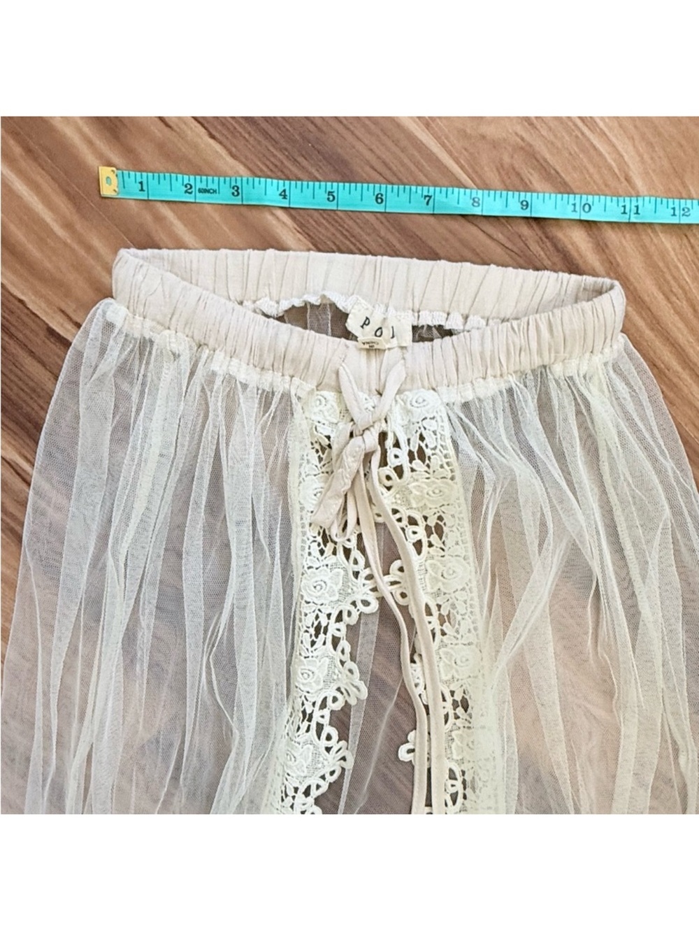 POL Sheer Lace-Trim Maxi Skirt in Ivory - Picture 5 of 6